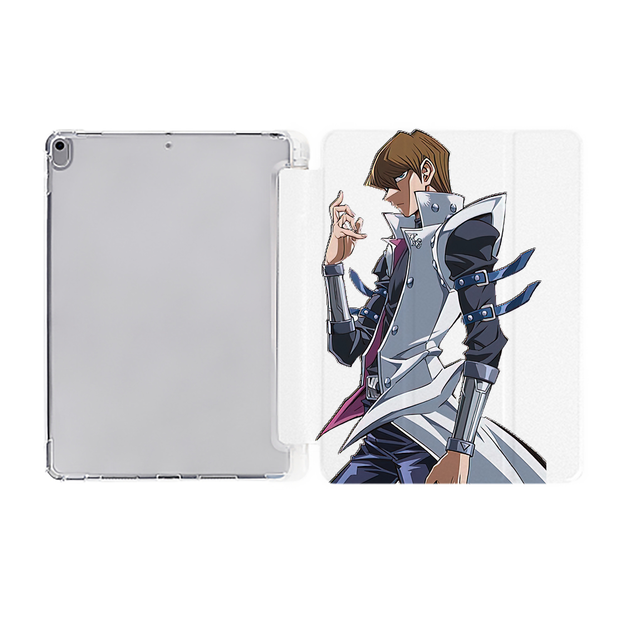 （画像用） 遊☆戯☆王 Yu-Gi-Oh! IPad ケース ペン収納付き 三つ折りスタンド PUレザー×シリコン 対応機種9.5/10.5/10.9インチ